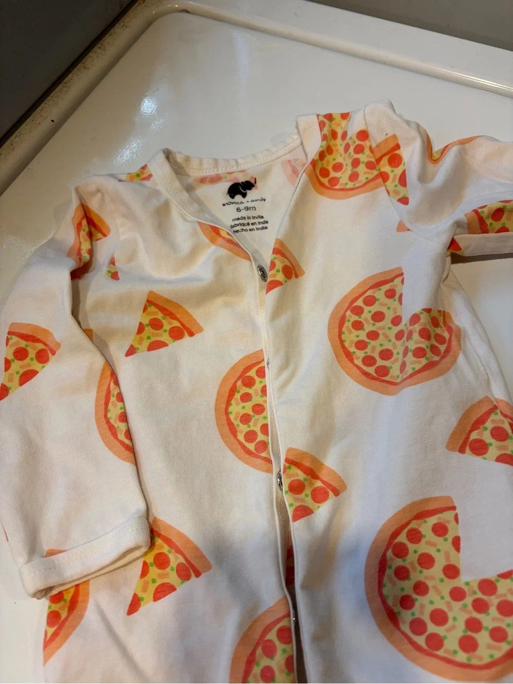 Monica & Andy 6-9M Pizza-Print One-Piece Sleeper